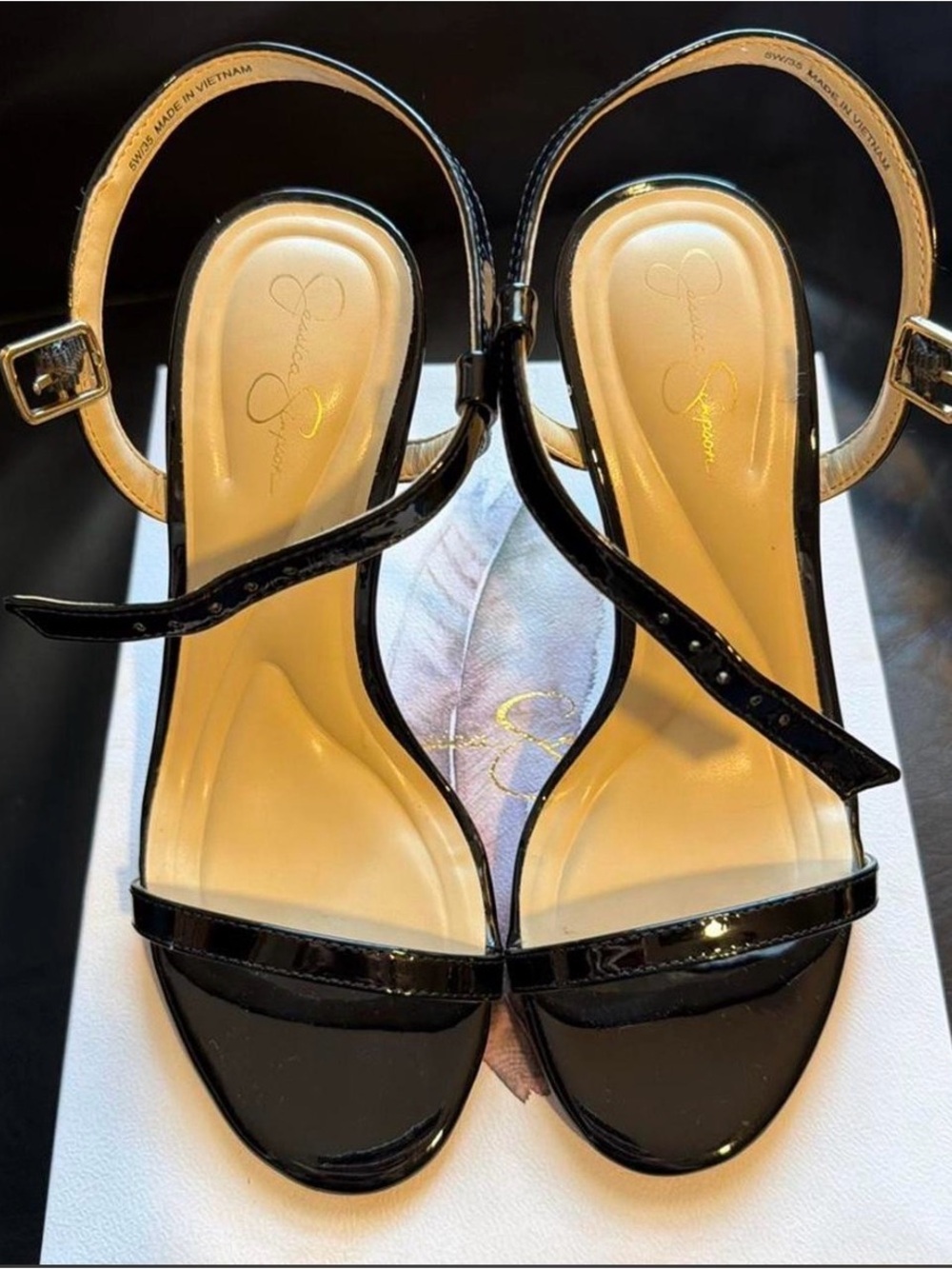 Jessica Simpson Black Patent Open-Toe Ankle-Strap Sandals